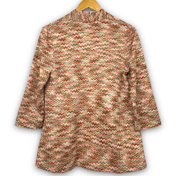 Chicos Travelers Lightweight Open Cardigan 3/4 Sleeves Chevron Size 0 Small 4/6 - Picture 3 of 5